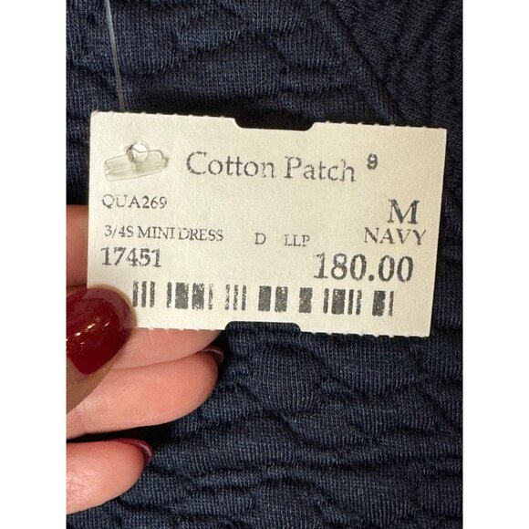 Lilla P Dress Women‎ Medium Navy Blue Quilted Zipper Boat Neck Shift Mini NWT - Picture 8 of 10